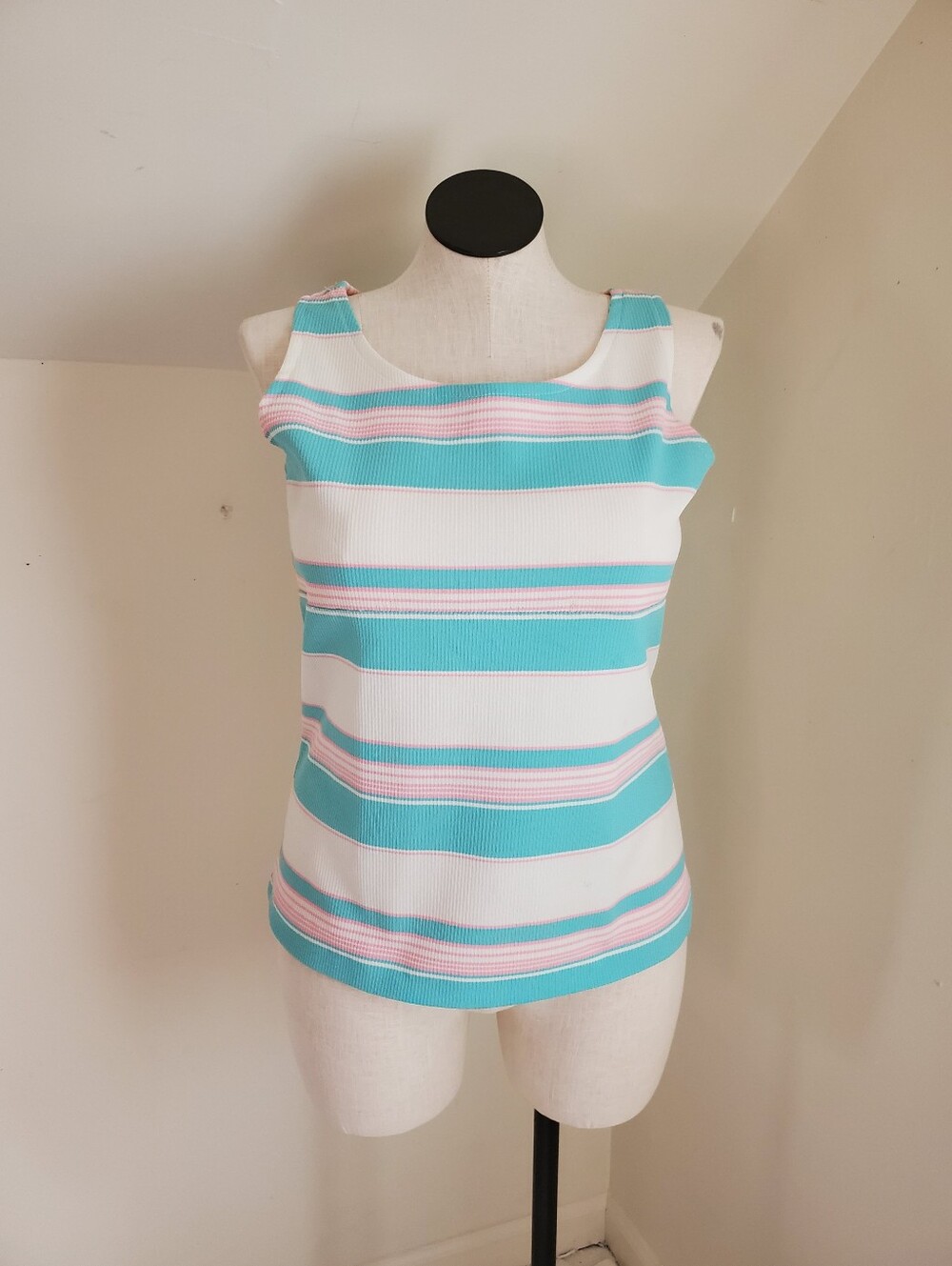 Vintage Pastel Stripe Ribbed Tank Top